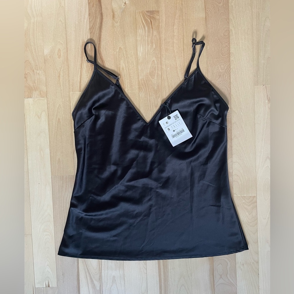 Zara Black Satin Top